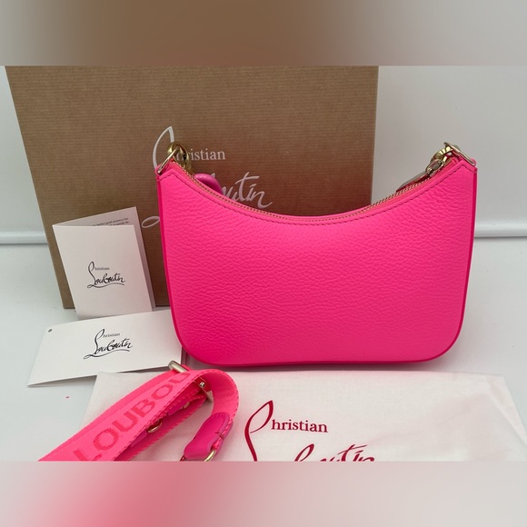❌SOLD❌$1490 NEW NWT Christian Louboutin Calfskin Loubi la Mini Pink Shoulder Bag - Picture 2 of 16